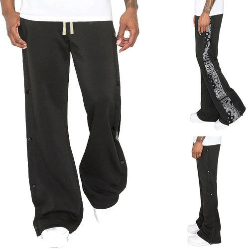 Casual men's jogger pants with side snap button closure and trendy mix of patterns Amarae