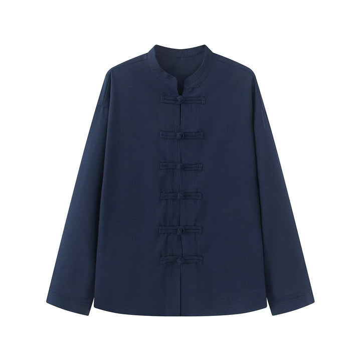Ladies wide blouse jacket with stand collar and knot closure Amarae