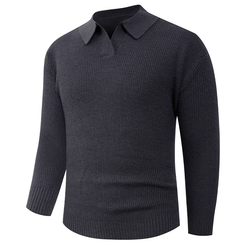 Men's knitted sweater with classic collar and textured look Lune London