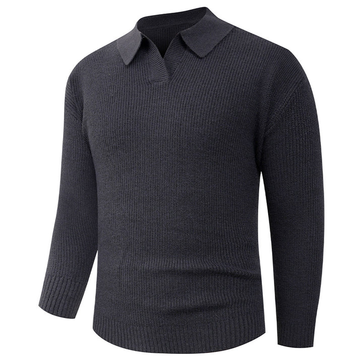 Men's knitted sweater with classic collar and textured look Lune London