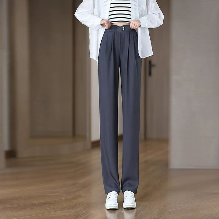 Ladies Flowing High-Waisted Pants with Elegant Pleats Chic & Stil