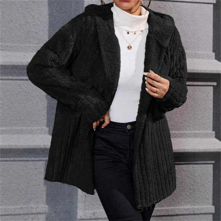 Casual fleece jacket for women with textured design and hood Lune London