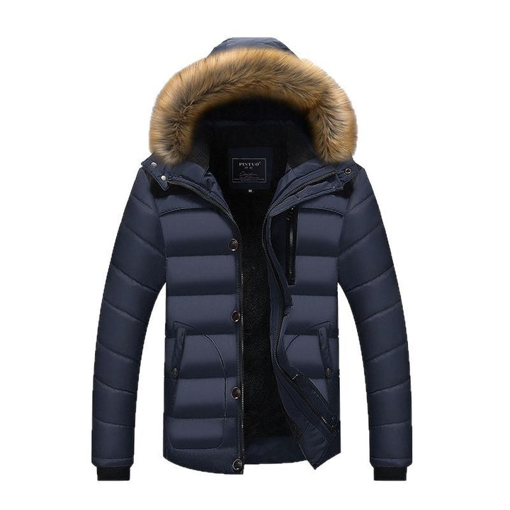 Men's quilted parka with teddy lining, hood with faux fur trim and hidden chest pocket Amarae