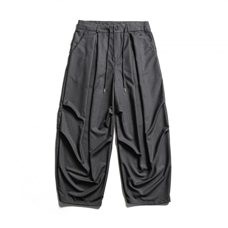 Men's Wide Pleated Baggy Pants with Pleats and Drawstring Amarae