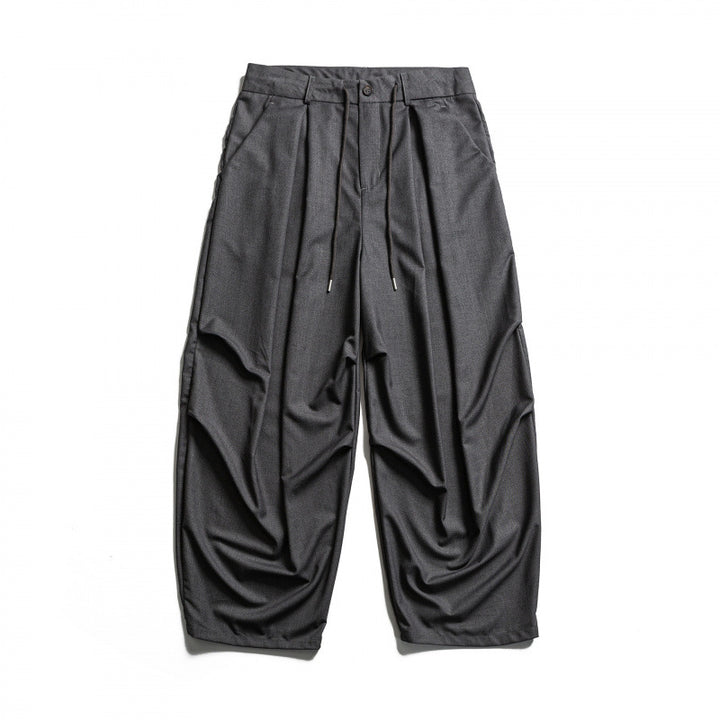 Men's Wide Pleated Baggy Pants with Pleats and Drawstring Amarae