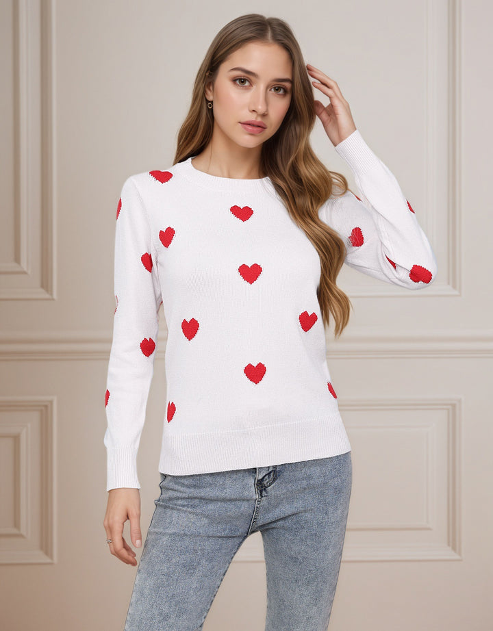 Pull en tricot pour dames avec motif cœur et texture fine Chic & Stil