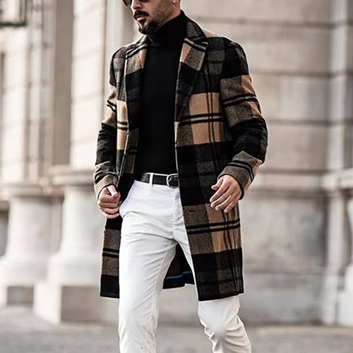 Elegant wool coat for men with a classic tartan pattern Amarae