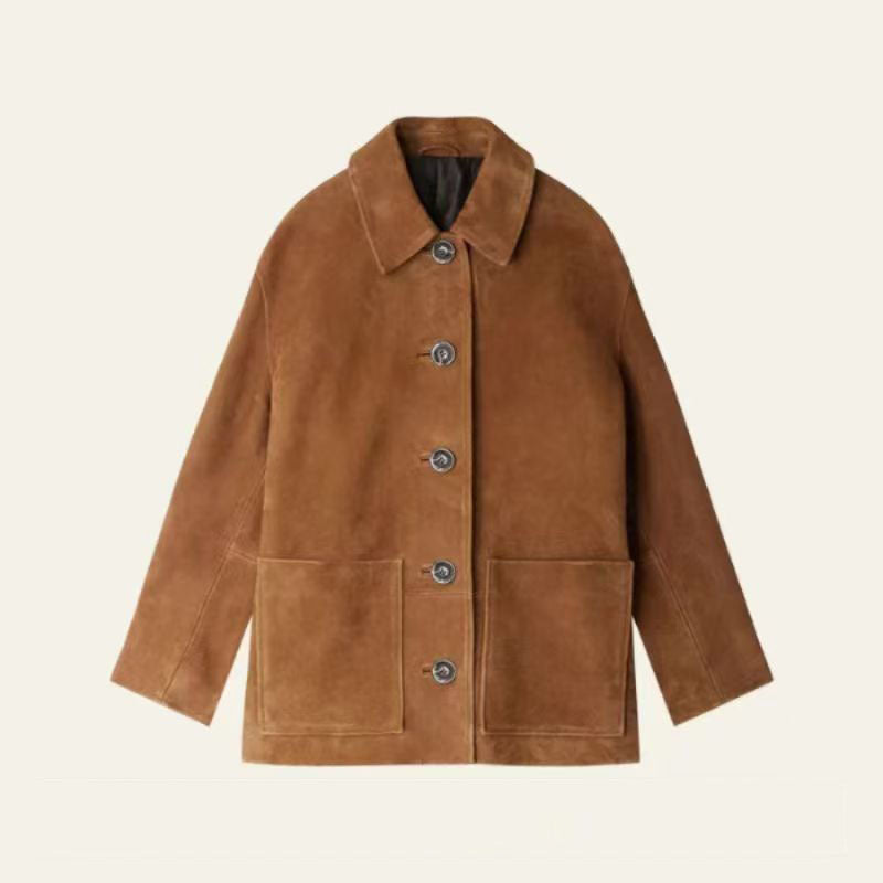 Ladies' leather jacket with modern chic design and practical pockets Lune London