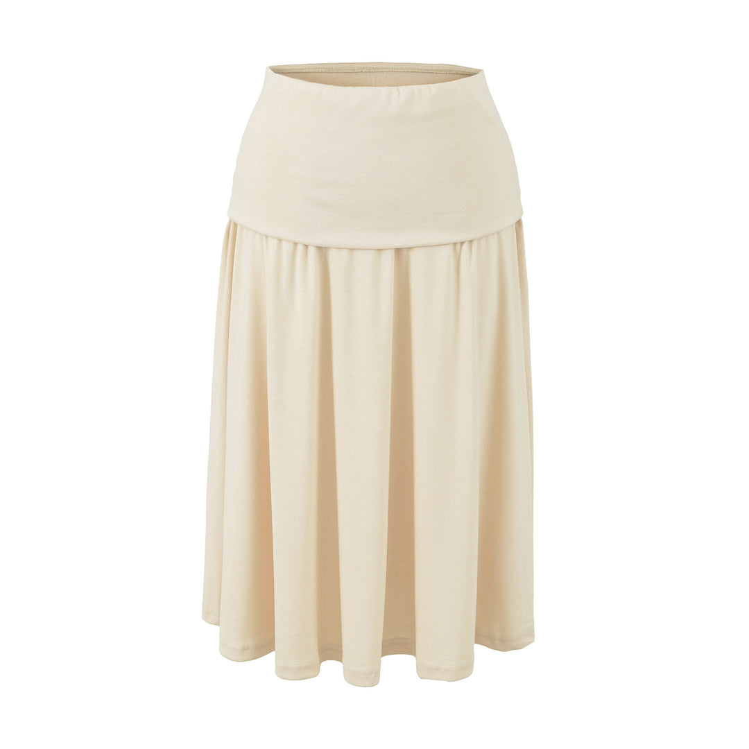Women Long Jersey Maxi Skirt with Wide Hem and Gently Falling Pleats Amarae