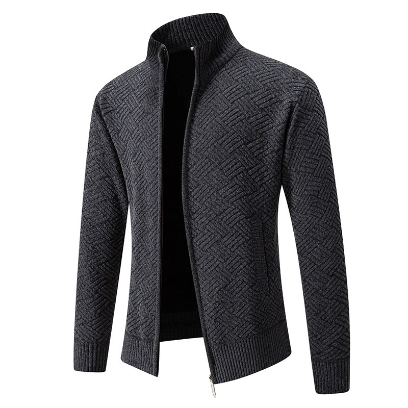 Men's knit jacket with modern plaid pattern Lune London