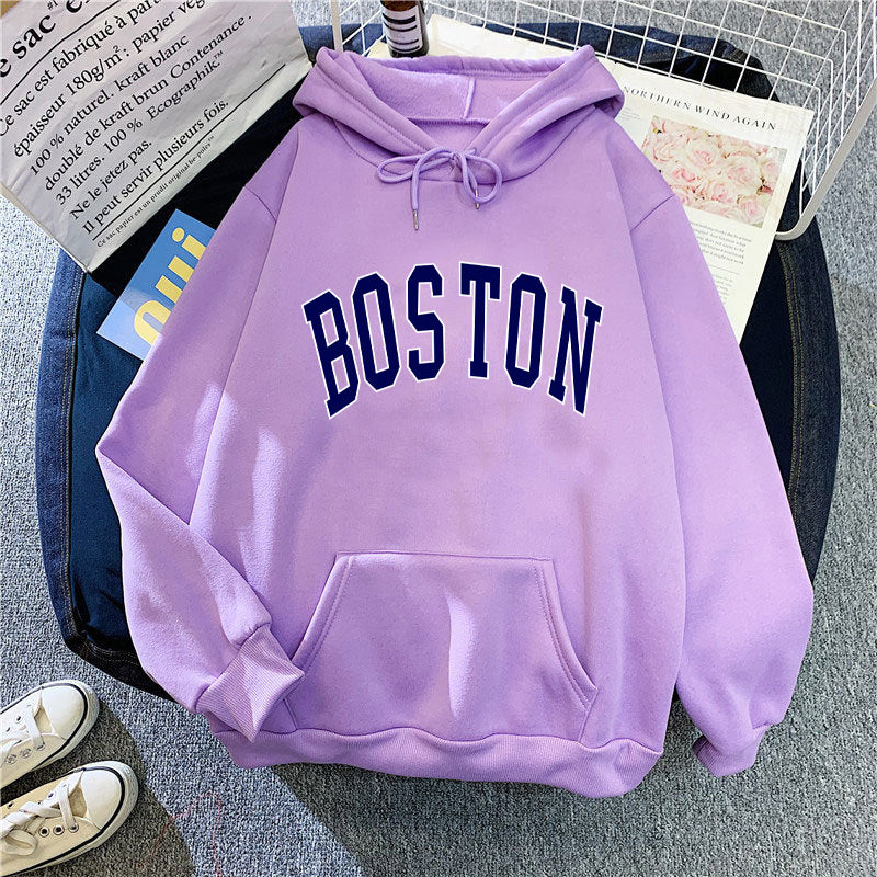 Women's hoodie with classic Boston print Chic & Stil