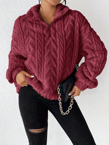 Women's fleece sweater with high collar and structured design Amarae