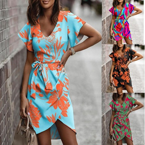 Robe portefeuille femme avec imprimé floral et nœud élégant Chic & Stil