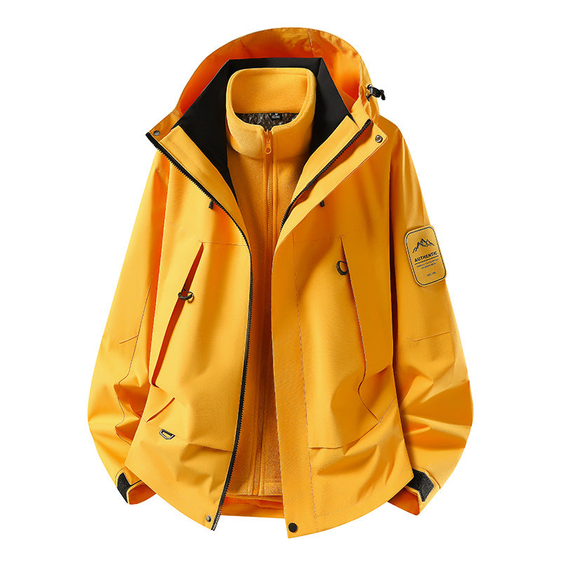 Unisex waterproof two-layer softshell rain jacket with removable fleece lining and hood Amarae