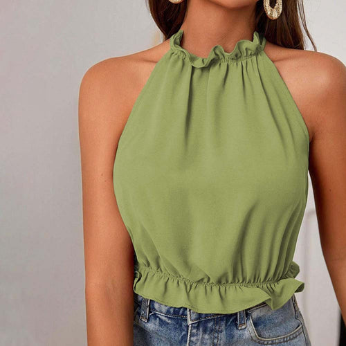 Top sans manches pour femmes avec ourlet volanté et taille élastique Chic & Stil