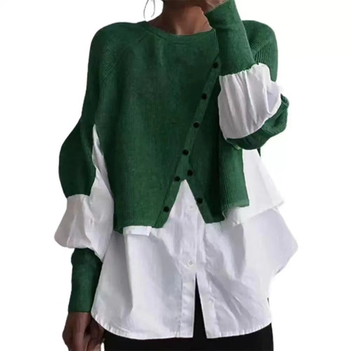 Pull en maille pour femme avec blouse intégrée et coupe asymétrique Chic & Stil