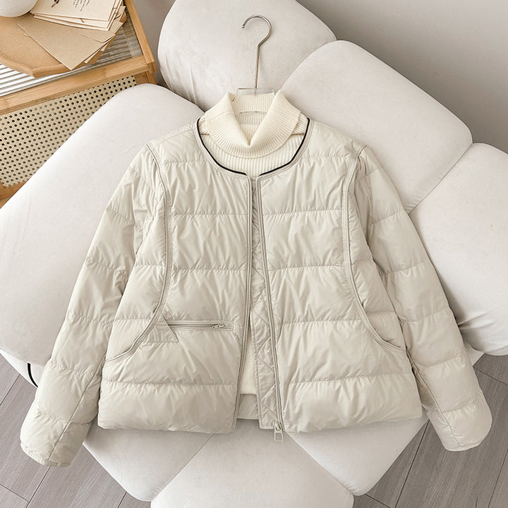 Women Comfortable Quilted Leisure Jacket with High Collar and Side Pockets Lune London