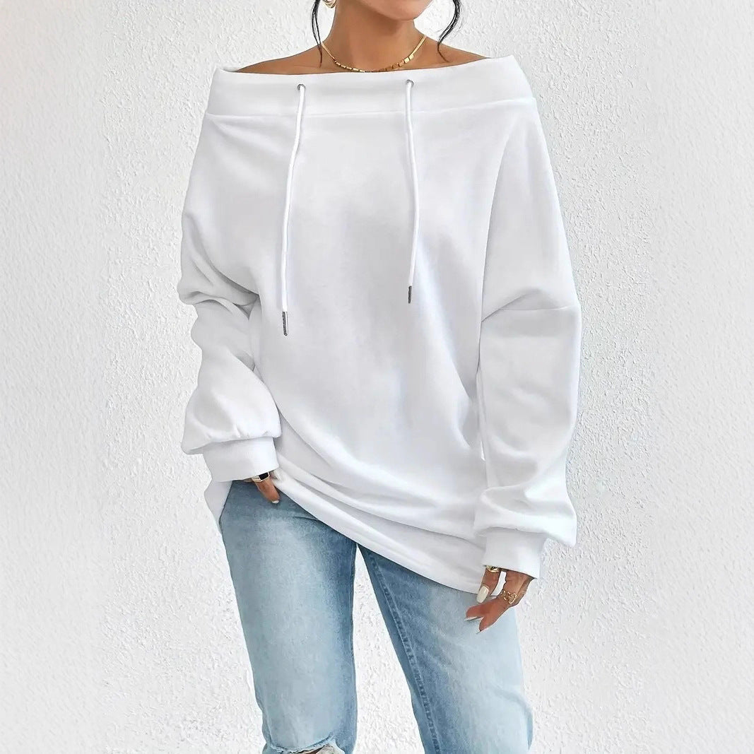 Pull décontracté pour femmes en taille oversized avec col ouvert et cordons pratiques Chic & Stil