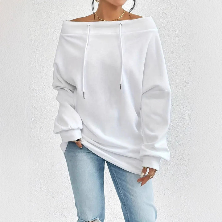 Pull décontracté pour femmes en taille oversized avec col ouvert et cordons pratiques Chic & Stil