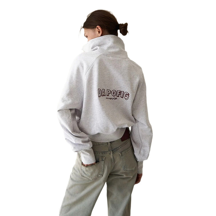 Short sweatshirt for women with high collar and zipper Lune London