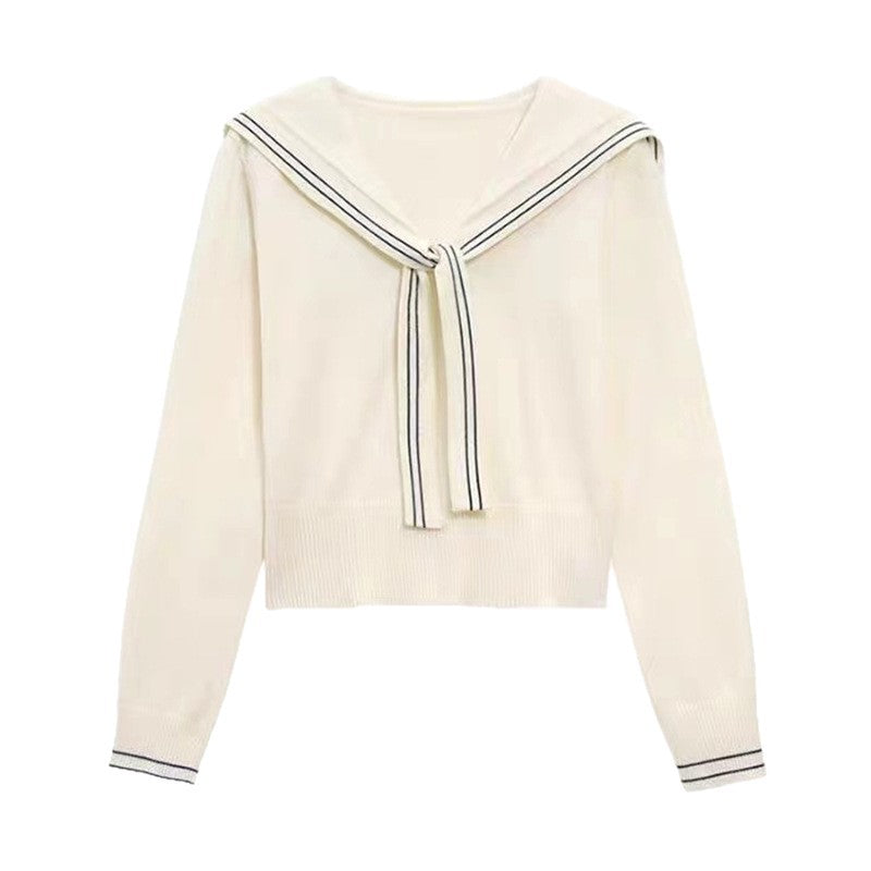 Pull femme élégant avec col à nœud et fine structure en tricot Lune London