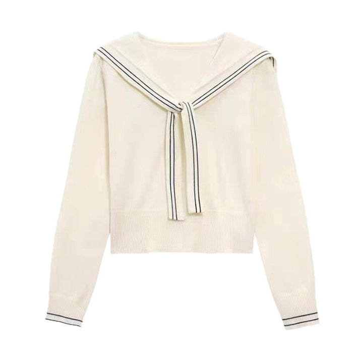 Pull femme élégant avec col à nœud et fine structure en tricot Lune London