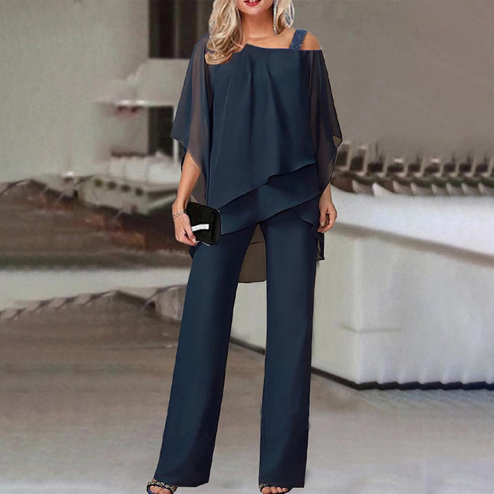 Lune London layered chiffon pant suit for women
