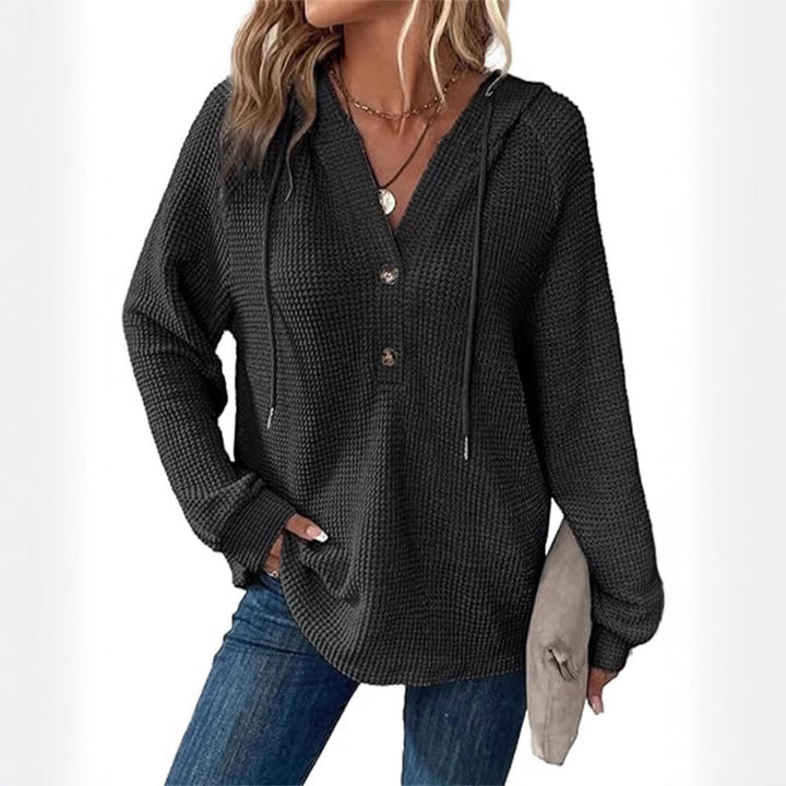 Ladies hooded sweatshirt in waffle texture Amarae
