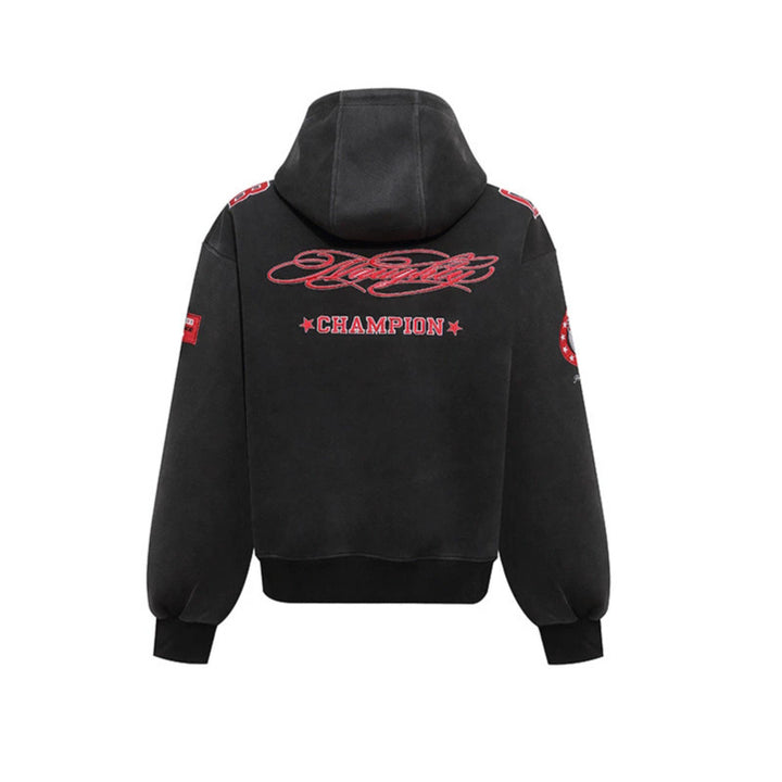 Women's Oversize Hoodie Sweatshirt with Large Number Print and Star Applications Amarae