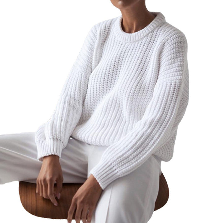 Pull en tricot épais pour femme avec des manches larges et un col rond Chic & Stil