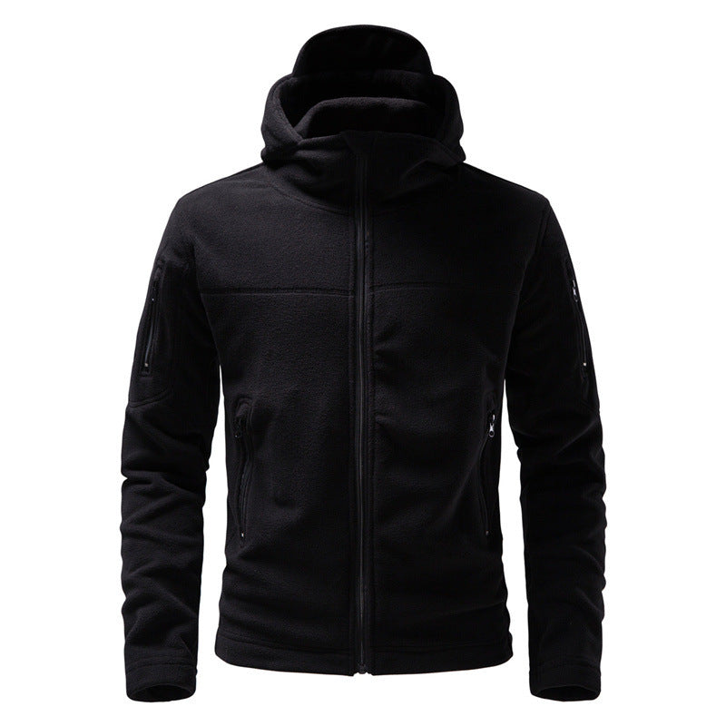 Men's fleece jacket with hood and functional pockets Lune London