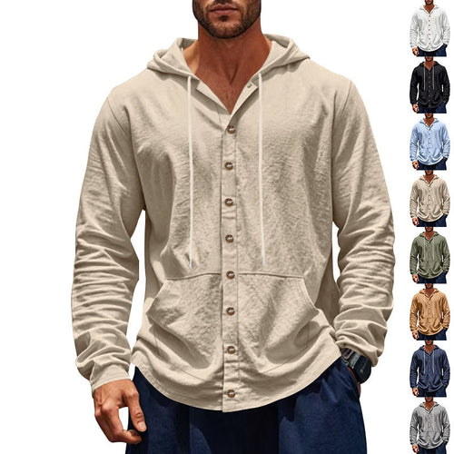 Men's hoodie with button placket and practical pockets Amarae