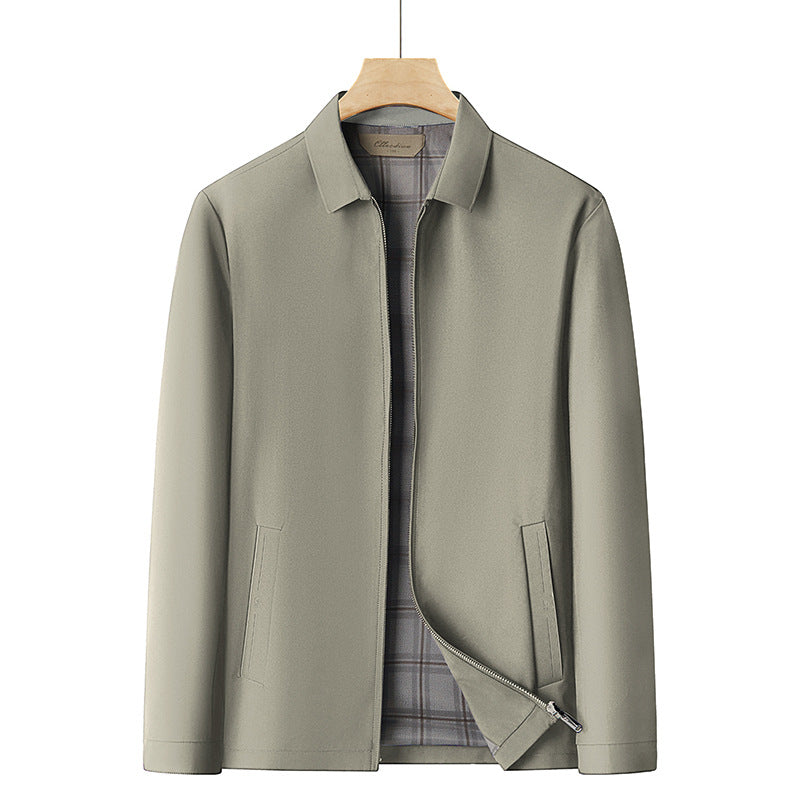 Men's lightweight transitional jacket with shirt collar, full-length zipper and checked lining Amarae