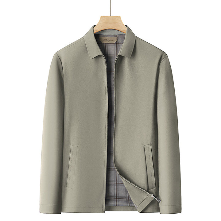 Men's lightweight transitional jacket with shirt collar, full-length zipper and checked lining Amarae