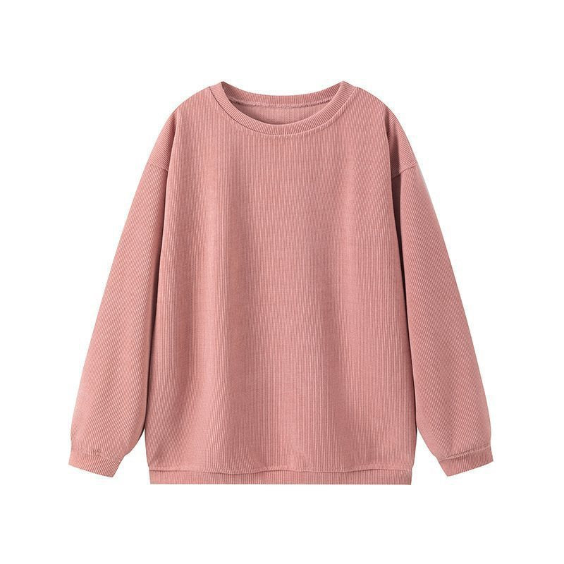Ladies Casual Sweatshirt with Ribbed Texture and Loose Fit Lune London