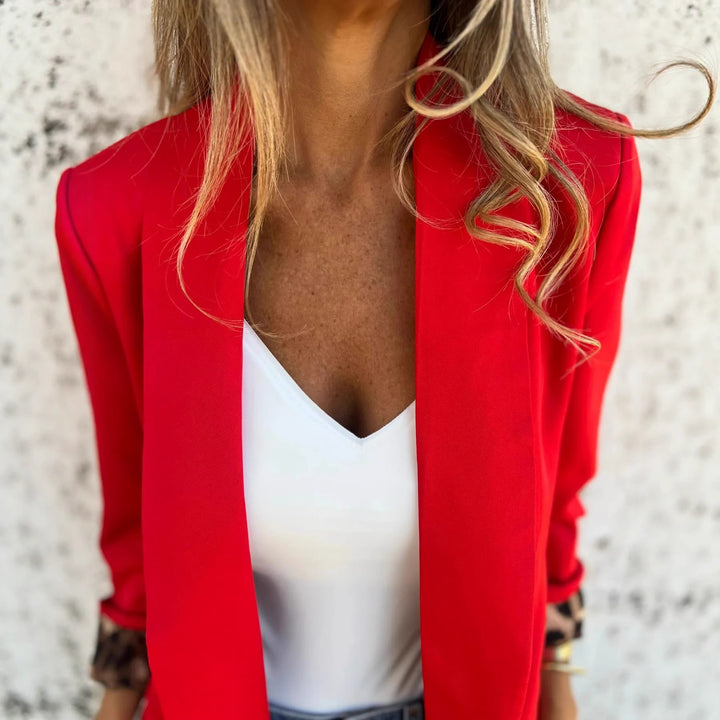 Women Elegant Blazer Jacket with Animal Pattern on the Sleeves Lune London