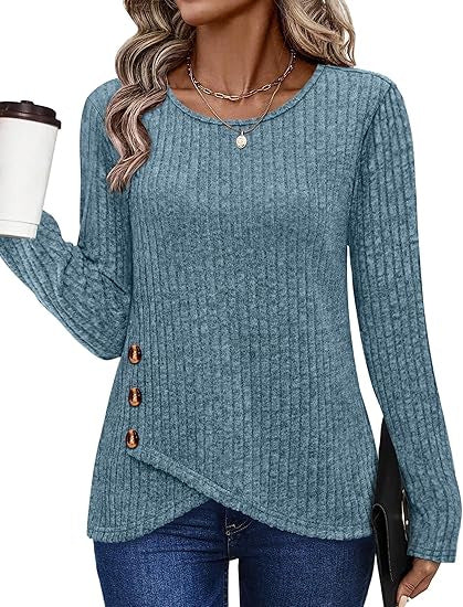 Dames haut tendance et décontracté avec détails de bouton Chic & Stil
