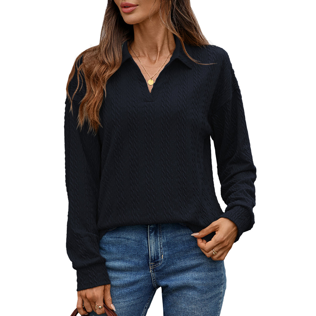 Long sleeve polo shirt for women with structured knitted surface Lune London