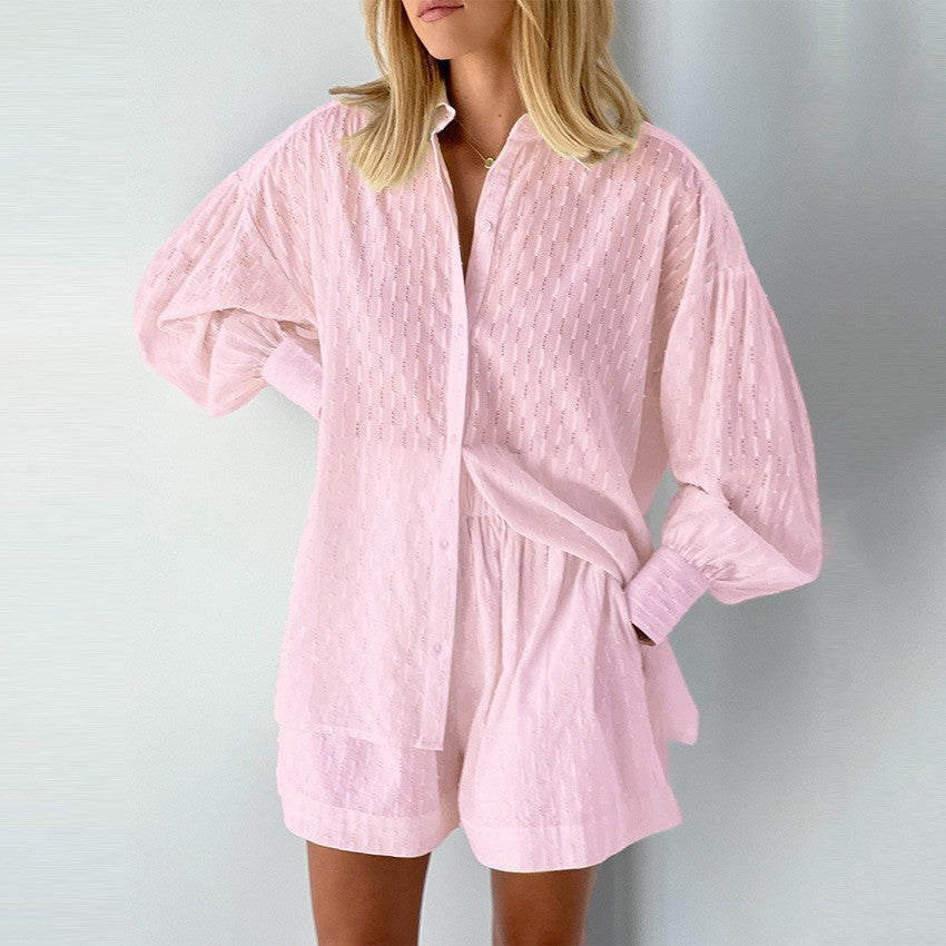 Casual short sleeve blouse set for women with elastic waist and relaxed fit Lune London