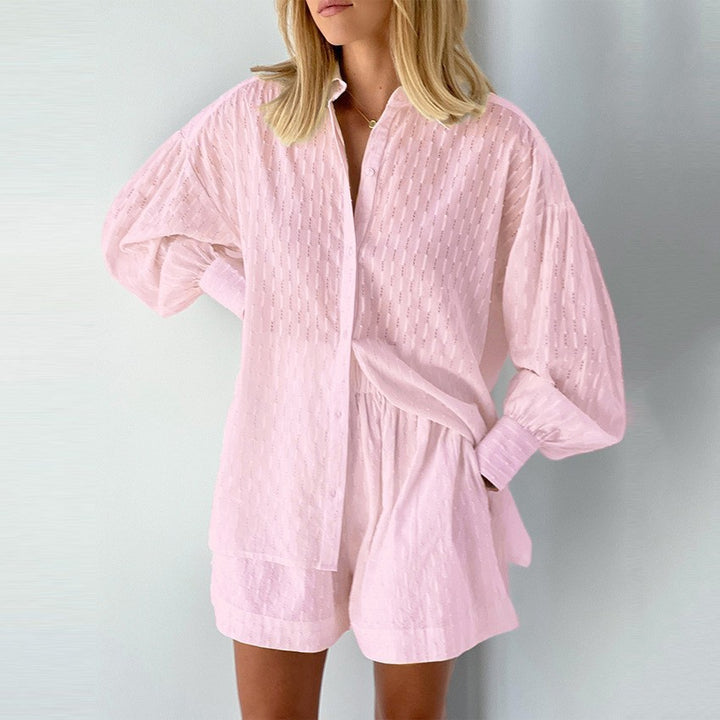 Casual short sleeve blouse set for women with elastic waist and relaxed fit Lune London