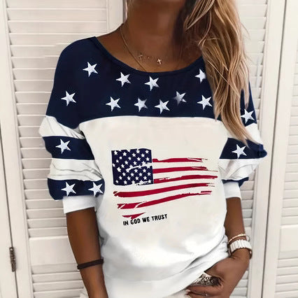 Amarae | Women's sweatshirt with American flag motif and stars
