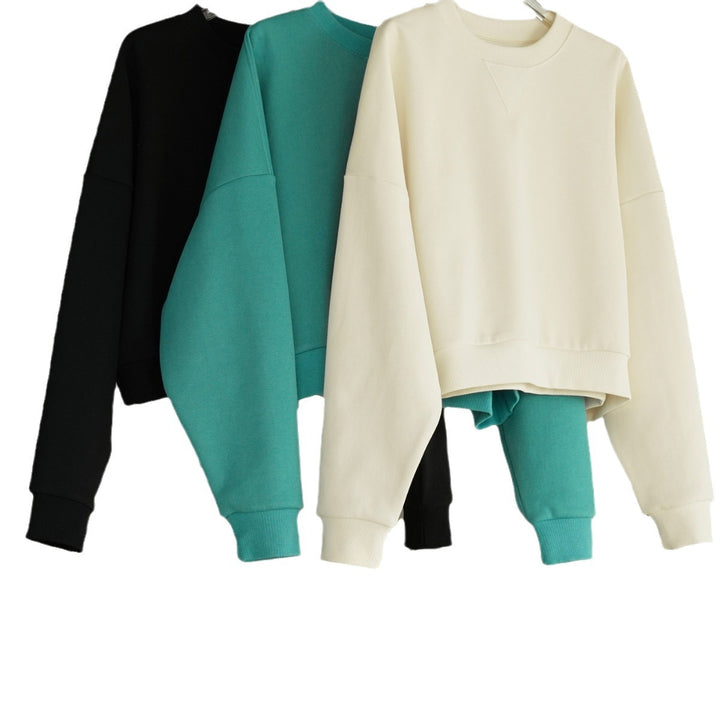 Ladies Short Oversized Sweatshirt with Raglan Sleeves and Ribbed Cuffs Amarae