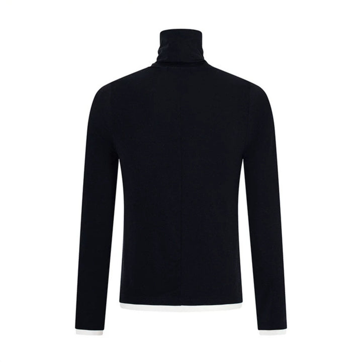 Men's Slim-Fit Turtleneck Fine Knit Shirt with Melange Jersey and Stretch Amarae