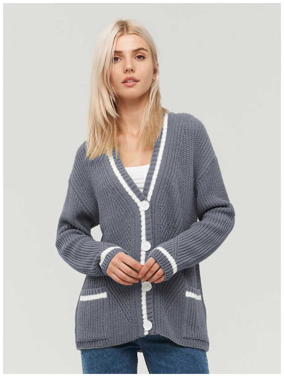 Ladies chunky knit cardigan with pockets Lune London