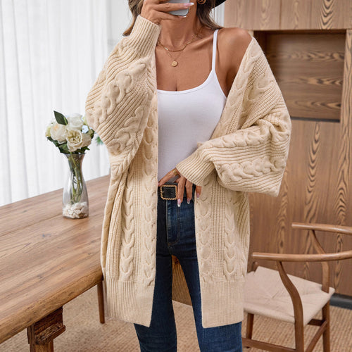 Women's knit jacket with creative twisted pattern and relaxed fit Amarae