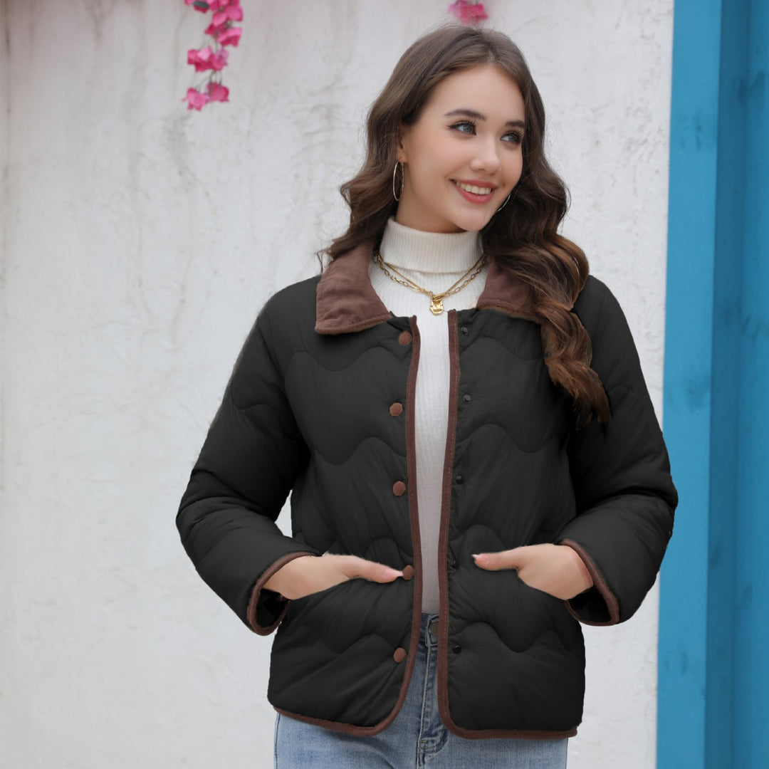 Women's quilted jacket with elegant collar and structured surface