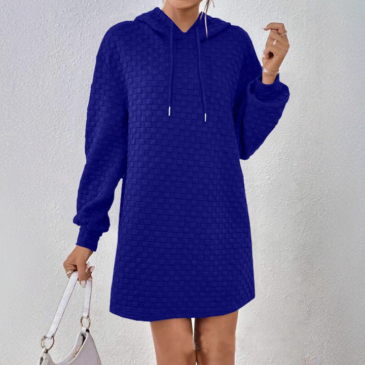 Hooded dress for women in structured material Lune London