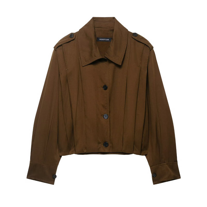 Ladies cropped utility jacket with structured pleats Lune London