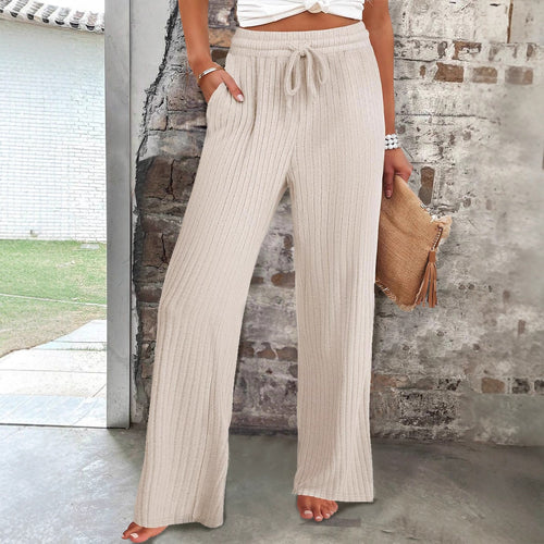 Soft ribbed pants for women with elastic waistband and practical pockets Amarae