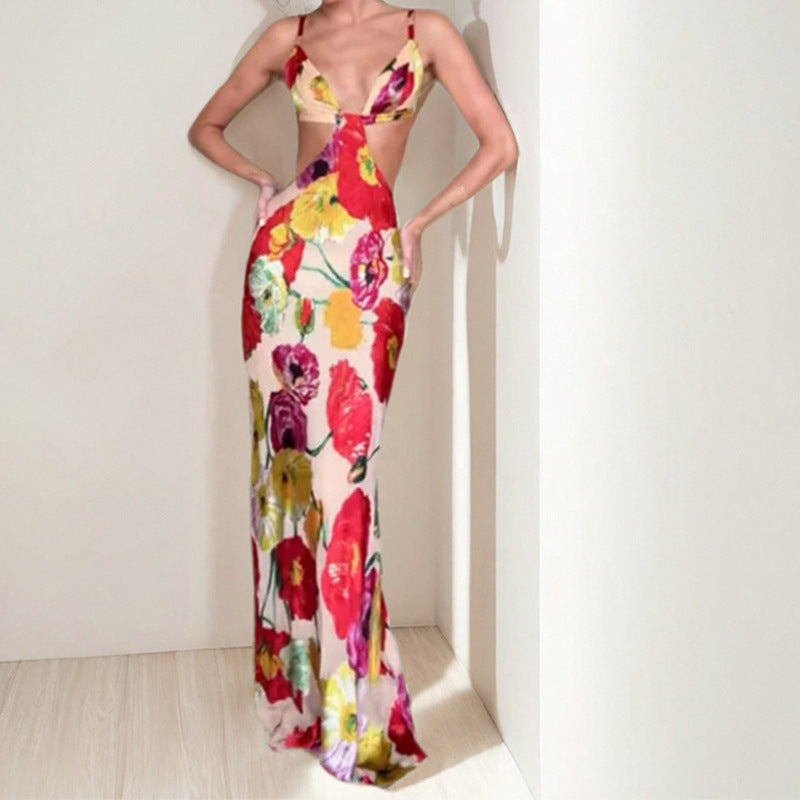 Robe Maxi Élégante Femme avec Découpe Florale et Design Découpé Chic & Stil